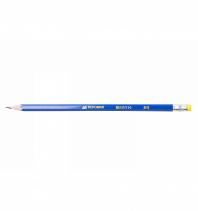 Олівець графітовий, JOBMAX, НВ, з гумкою, пластиковий, синій корпус, туба 100 шт.