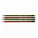 Карандаш графитовый NEON LINE, НВ, с ластиком, ассорти, с неоновой полоской, карт. коробка 12 шт. ( 