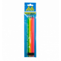 Олівець графітовий NEON, НВ, з гумкою, асорті, блістер 4 шт.