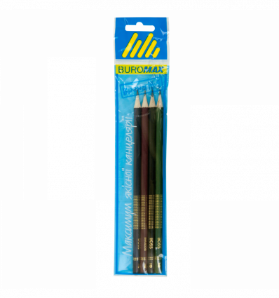 Набор карандашей графитовых BOSS, HB, без ластика, ассорти, блистер 4 шт.
