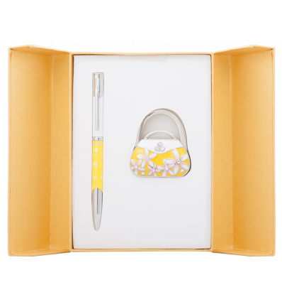 Набор подарочный "Sense": ручка шариковая + крючек д/ сумки, желтый