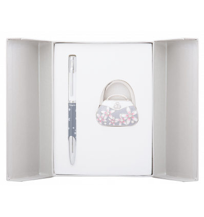 Набор подарочный "Sense": ручка шариковая + крючек д/ сумки, серый
