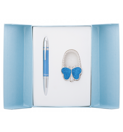 Набір подарунковий "Lightness": ручка кулькова + гачок д/ сумки, синій