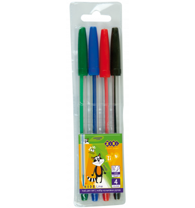 Шариковая ручка ZIBI KIDS Line набор 4шт в пенале