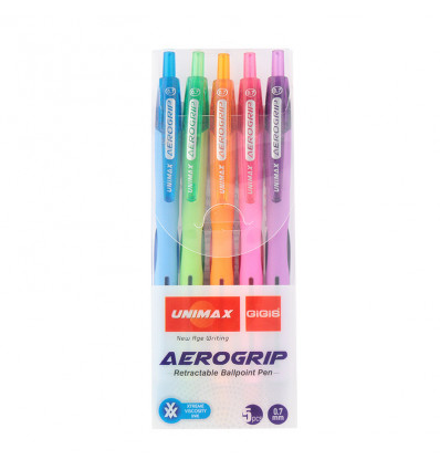 Кулькова ручка UNIMAX Aerogrip-3 набір 5 кольорів ( ux-140-20 )
