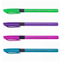 Ручка масляна SONATA GRIP, 0,5 мм, гум. грип, тригр. корпус, сині чорнила