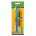 Ручка перьевая с открытым пером + 2 капсулы, голубой корпус, блистер, KIDS Line