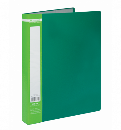 Папка пластикова з 60 файлами, JOBMAX, А4 зелений