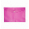 Папка-конверт, на кнопці, А5, матовий напівпроз.пластик, рожева