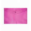 Папка-конверт, на кнопці, А5, матовий напівпроз.пластик, рожева