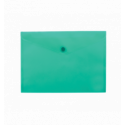 Папка-конверт, на кнопці, А5, глянцевий прозорий пластик, бірюзова