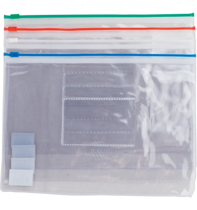 Папка - конверт, на блискавці zip-lock, А5, глянцевий прозорий пластик, асорті ( BM.3947-99 )
