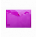 Папка-конверт, на кнопці, А5, глянцевий прозорий пластик, фіолетова