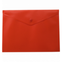 Папка-конверт, на кнопке, А5, матовый полупрозр.пластик, красная