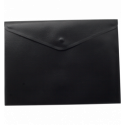 Папка-конверт, на кнопке, А5, матовый полупрозр.пластик, черная