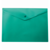 Папка-конверт, на кнопці, А5, матовий напівпроз.пластик, зелена