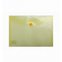 Папка-конверт, на кнопці, А5, глянцевий прозорий пластик, жовта