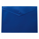 Папка-конверт, на кнопке, А5, матовый полупрозр.пластик, синяя