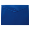 Папка-конверт, на кнопке, А5, матовый полупрозр.пластик, синяя