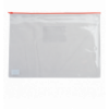 Папка - конверт, на блискавці zip-lock, А5, глянцевий прозорий пластик, червона блискавка
