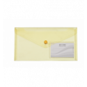 Папка-конверт TRAVEL, на кнопке, DL, глянцевый прозрачный пластик, желтая
