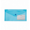 Папка-конверт TRAVEL, на кнопці, DL, глянцевий прозорий пластик, синя