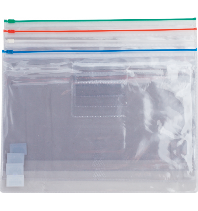 Папка - конверт на молнии zip-lock, А4, глянцевый прозрачный пластик, цветная, ассорти ( BM.3946-99 
