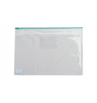 Папка - конверт, на блискавці zip-lock, А4, глянцевий прозорий пластик, зелена ( BM.3946-04 )