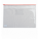 Папка - конверт на молнии zip-lock, А4, глянцевый прозрачный пластик, красная молния