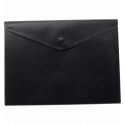 Папка-конверт, на кнопке, А4, матовый пластик, черная