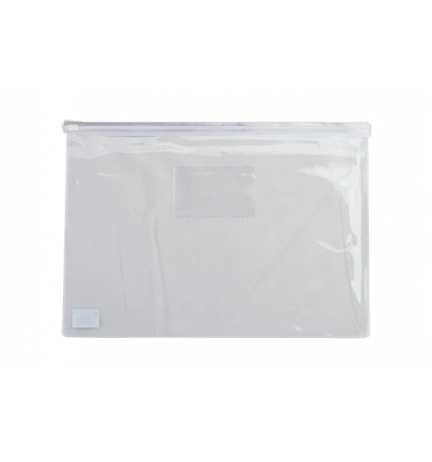 Папка - конверт на молнии zip-lock, А4, глянцевый прозрачный пластик, белая молния