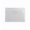 Папка - конверт, на блискавці zip-lock, А4, глянцевий прозорий пластик, біла блискавка