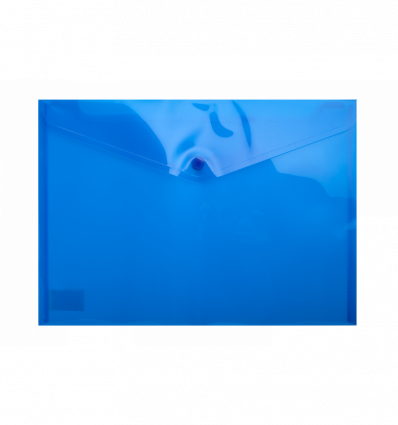 Папка-конверт, на кнопке, А4, глянцевый полупроз.пластик, синяя