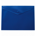 Папка-конверт, на кнопке, А4, матовый пластик, синяя