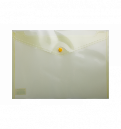 Папка-конверт, на кнопке, А4, глянцевый полупроз.пластик, желтая