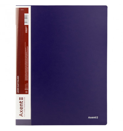 Папка з затиском Axent 1301-02-A, А4, з внутрішнім карманом, синя