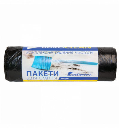 Пакети для сміття 160л/10шт, Eurostandart, міцні, чорні BuroClean ( 10200052 )