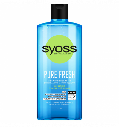 Шампунь SYOSS Pure Fresh Мицеллярный для нормальных и тонких волос 440мл
