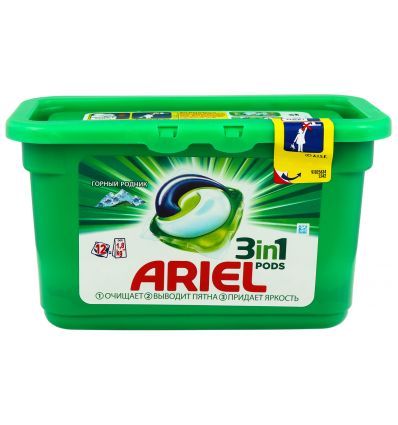 Капсули для прання Ariel 3в1 Гірське джерело 12шт/уп