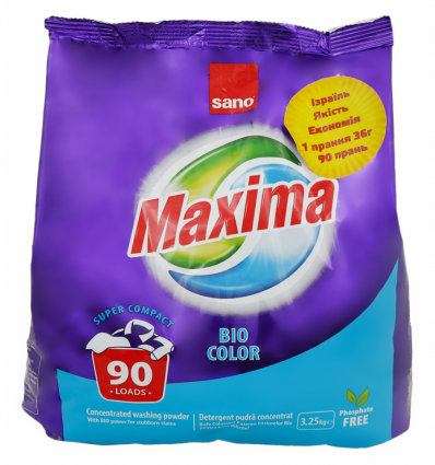 Пральний порошок Sano Maxima Bio Color автомат 3,25кг