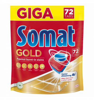 Таблетки для посудомоечной машины Somat Gold 72шт 1382,4г