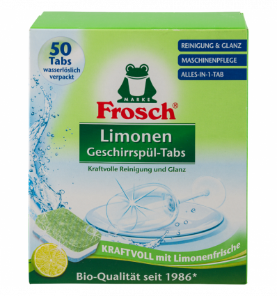 Таблетки для мытья посуды в посудомойных машинах Frosch Лимон 50шт 20г