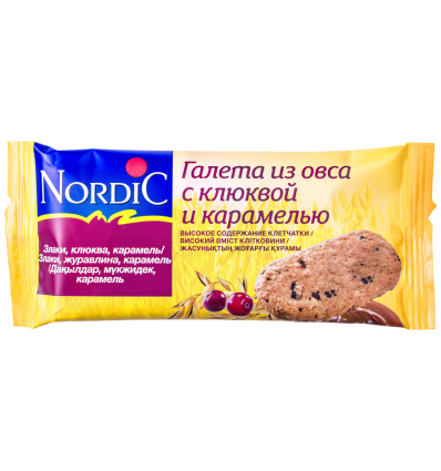 Галеты Nordic из овса с клюквой и карамелью 30г