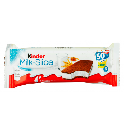 Пирожное Kinder Milk-Slice бисквитное с молоч начинкой 20г