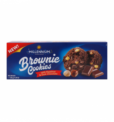 Печиво Millennium Brownie Cookies з лісовим горіхом 126г