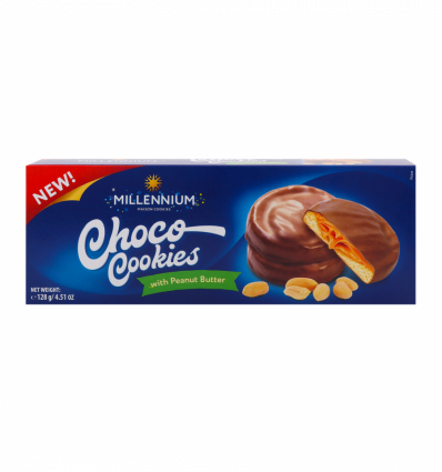Печенье Millennium Choco Cookies с арахисовым маслом 128г