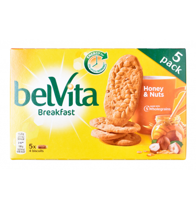 Печиво Belvita Сніданок мед горіхи та шоколад 45г*5шт 225г