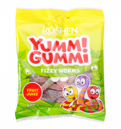 Конфеты Roshen Yummi Gummi Frizzy Worms желейные 100г