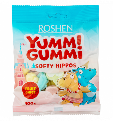 Цукерки Roshen Yummi Gummi Softy hippos желейні 100г