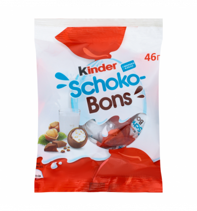 Цукерки Kinder Schoko-Bons з молочно-горіховою начинкою 46г